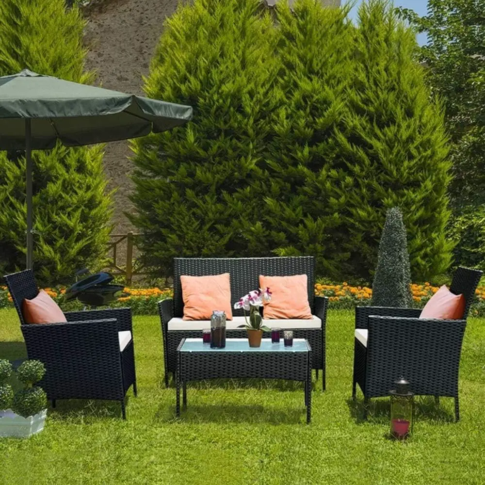 bigzzia Ensemble de Salon de Jardin 4 Places Mobilier de