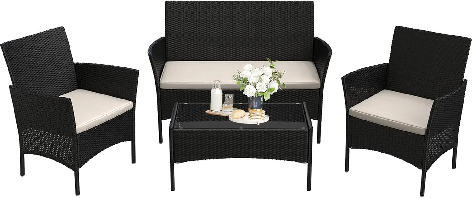 Salon de jardin 4 places en acier noir 104 x 55 vue 9