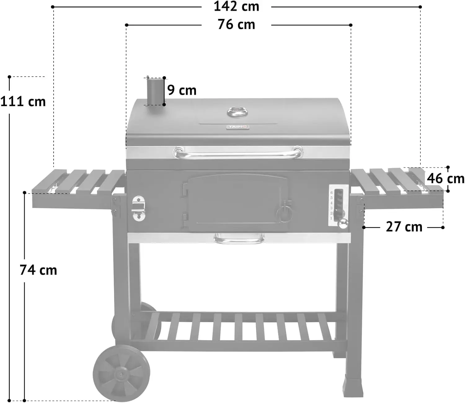 Barbecue à charbon en bois 42 x 72 cm vue 3