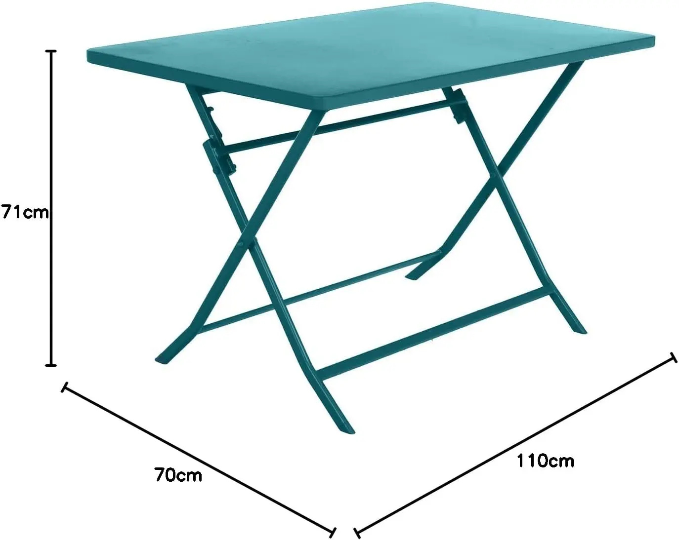 Table de jardin 4 places en bois bleu 70 x 70 vue 2