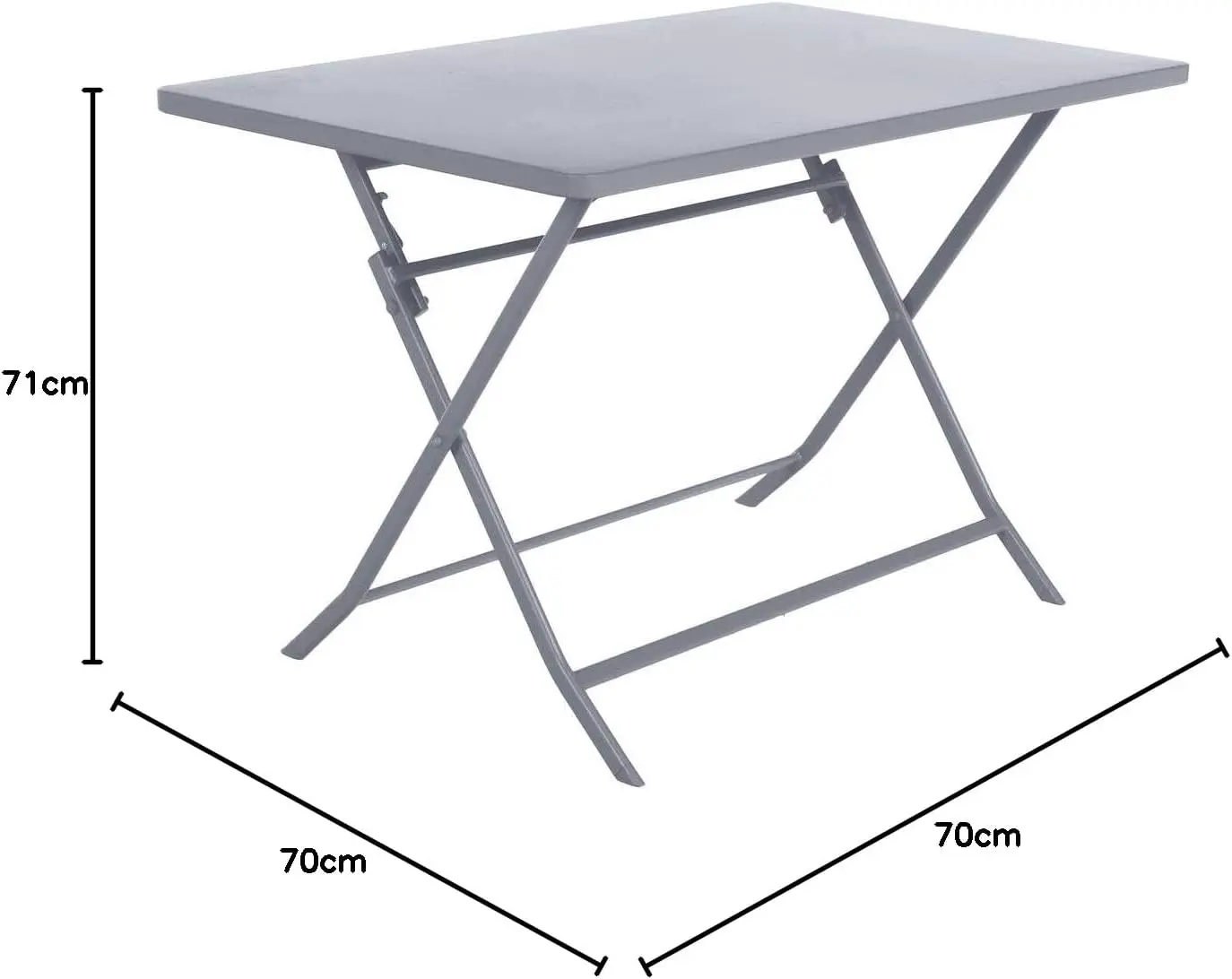 Table de jardin 4 places en acier gris 112 x 14 vue 2