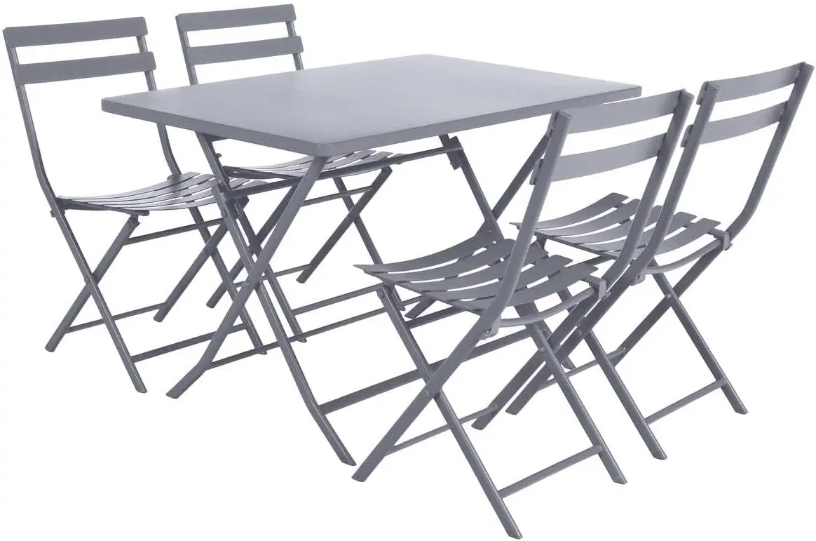 Table de jardin 4 places en acier gris 112 x 14 vue 3