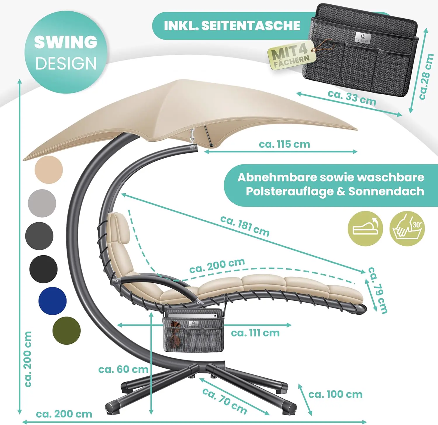Fauteuils suspendus en acier vue 2