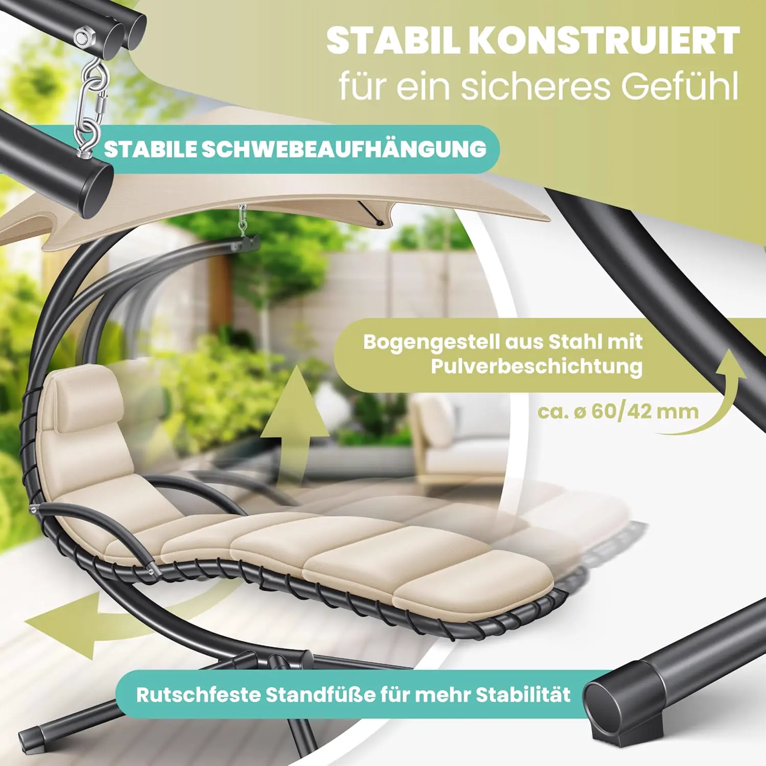 Fauteuils suspendus en acier vue 6