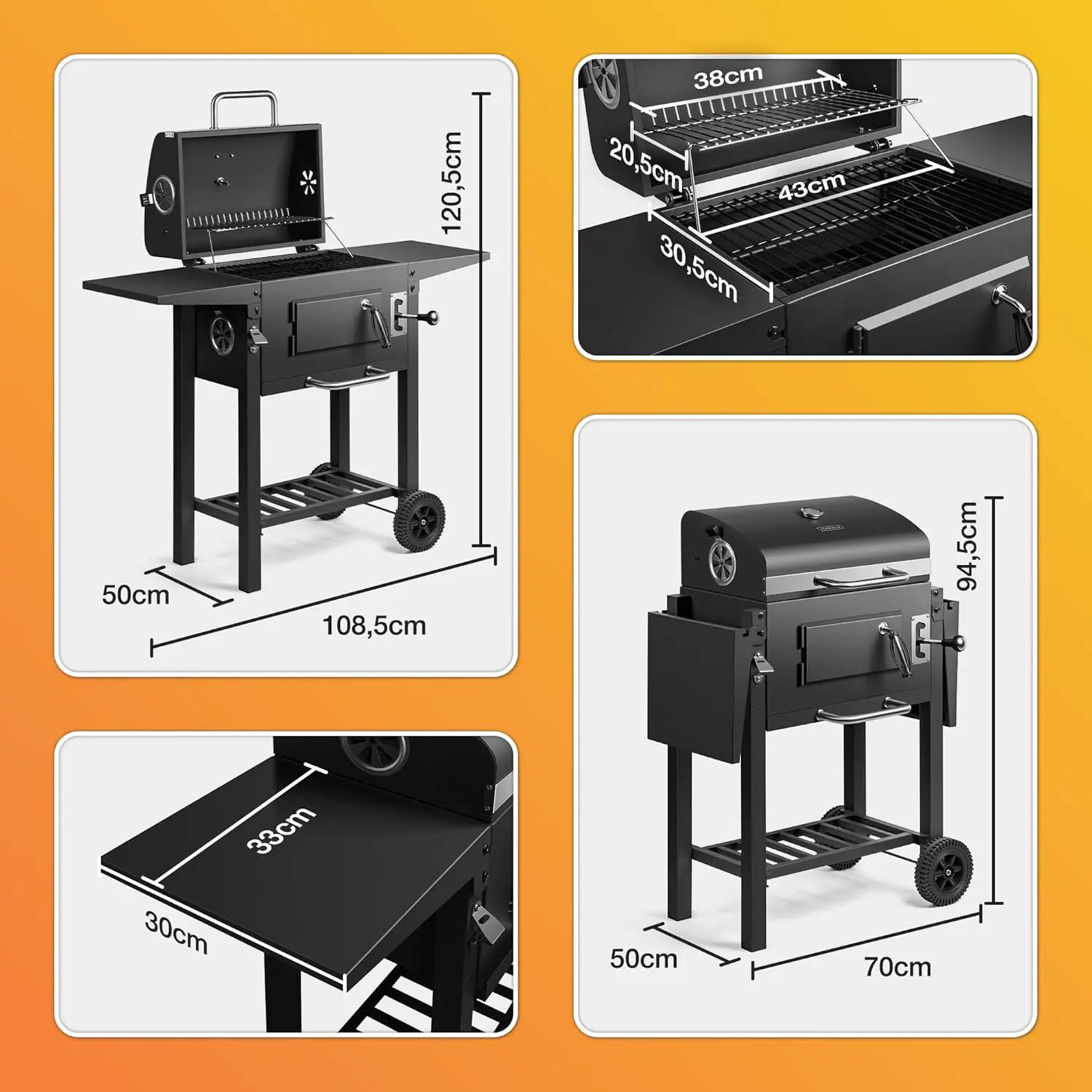 Barbecue à charbon en acier vue 2