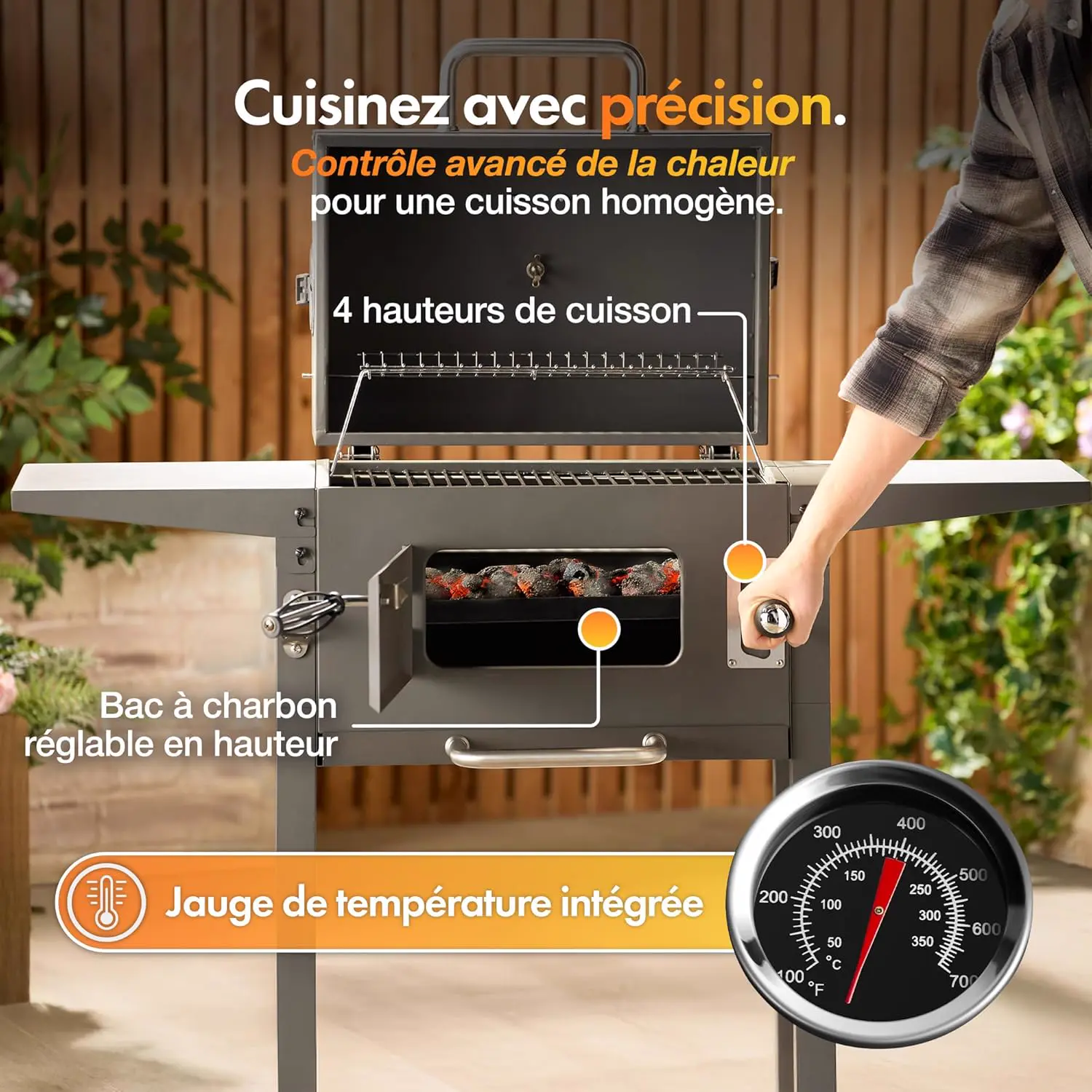 Barbecue à charbon en acier vue 4