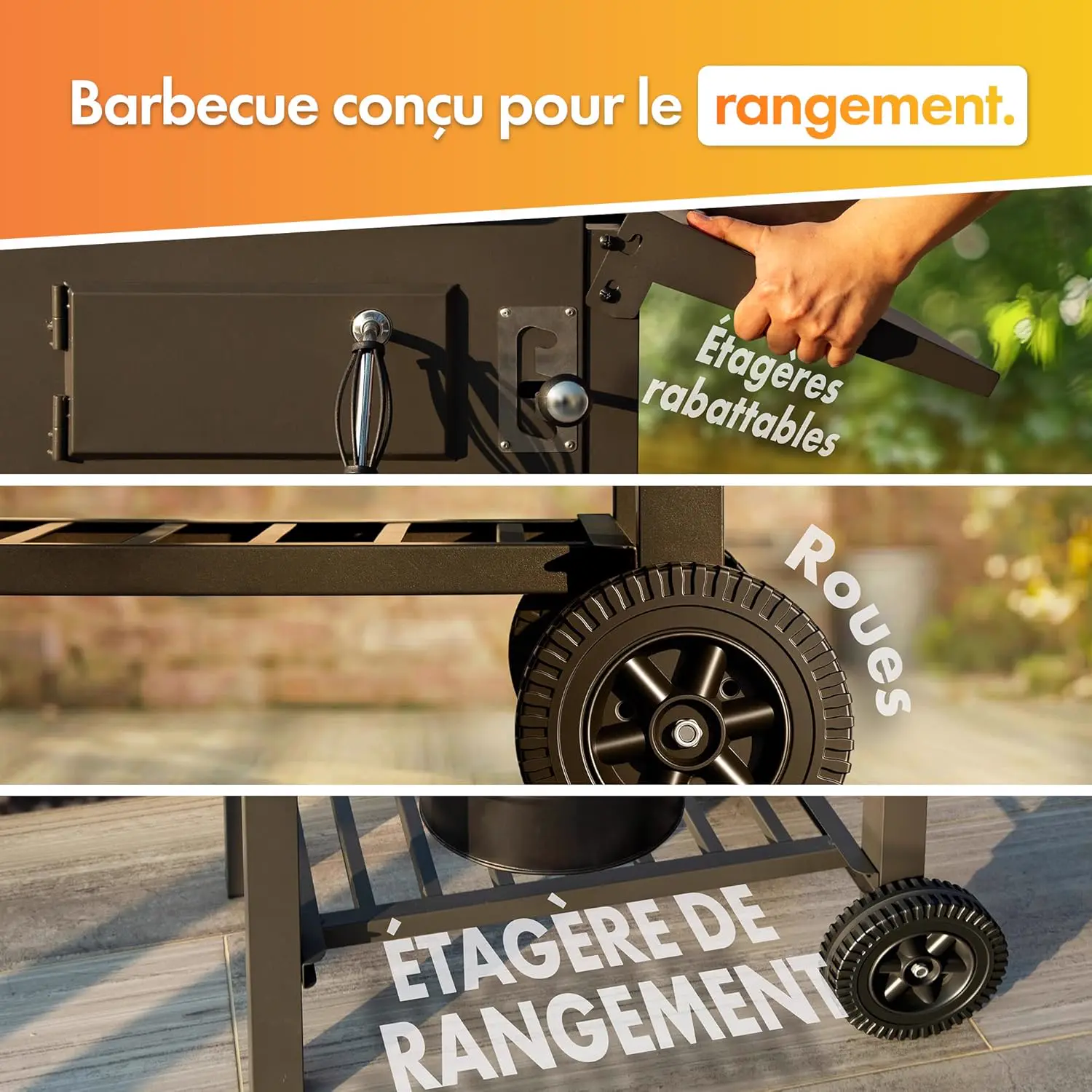 Barbecue à charbon en acier vue 7