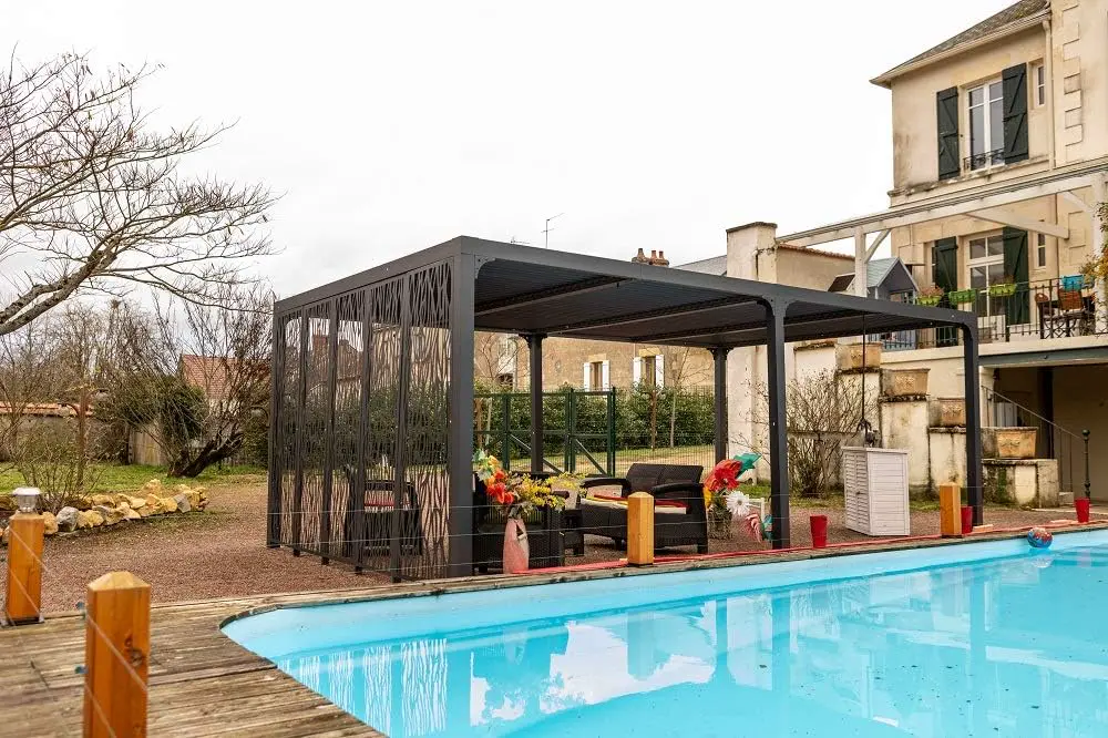 Pergola en aluminium gris 21,52m² vue 3