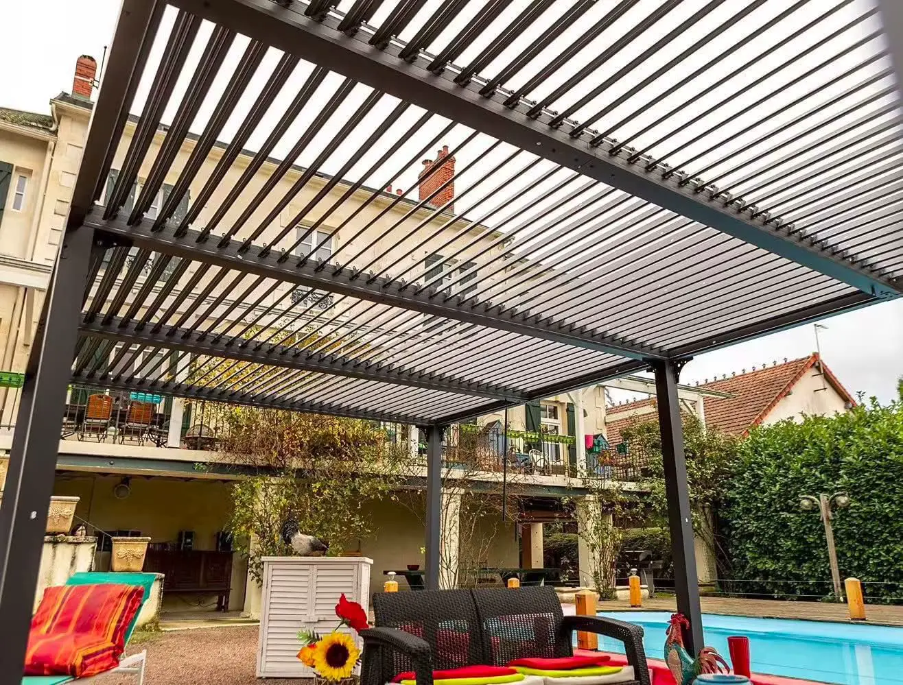Pergola en aluminium gris/anthracite 21,52m² vue 2