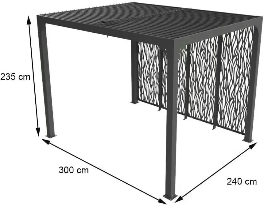 Pergola en acier gris/anthracite 7,20m² vue 4