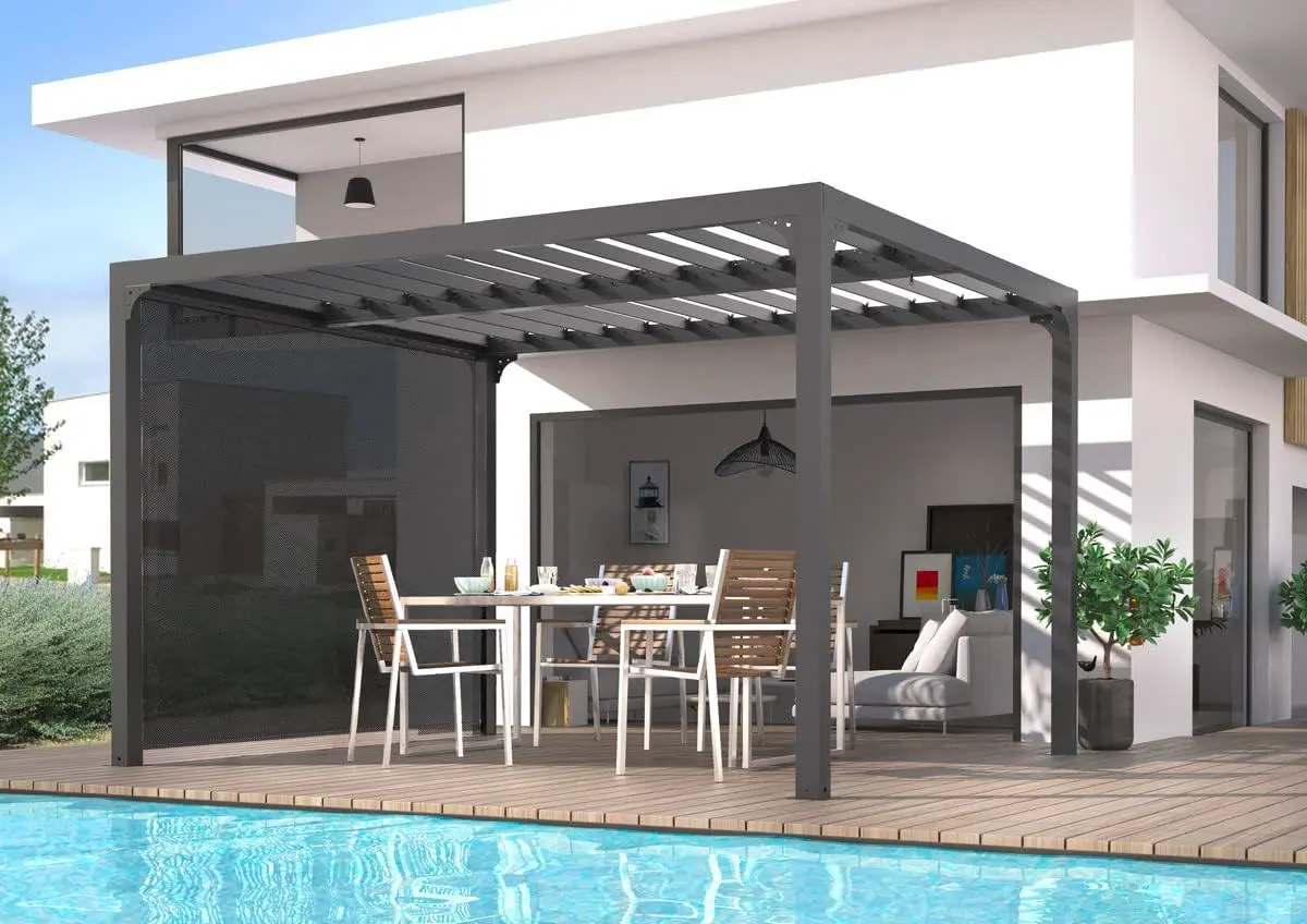 Pergola en aluminium gris/anthracite 7,20 m² vue 3