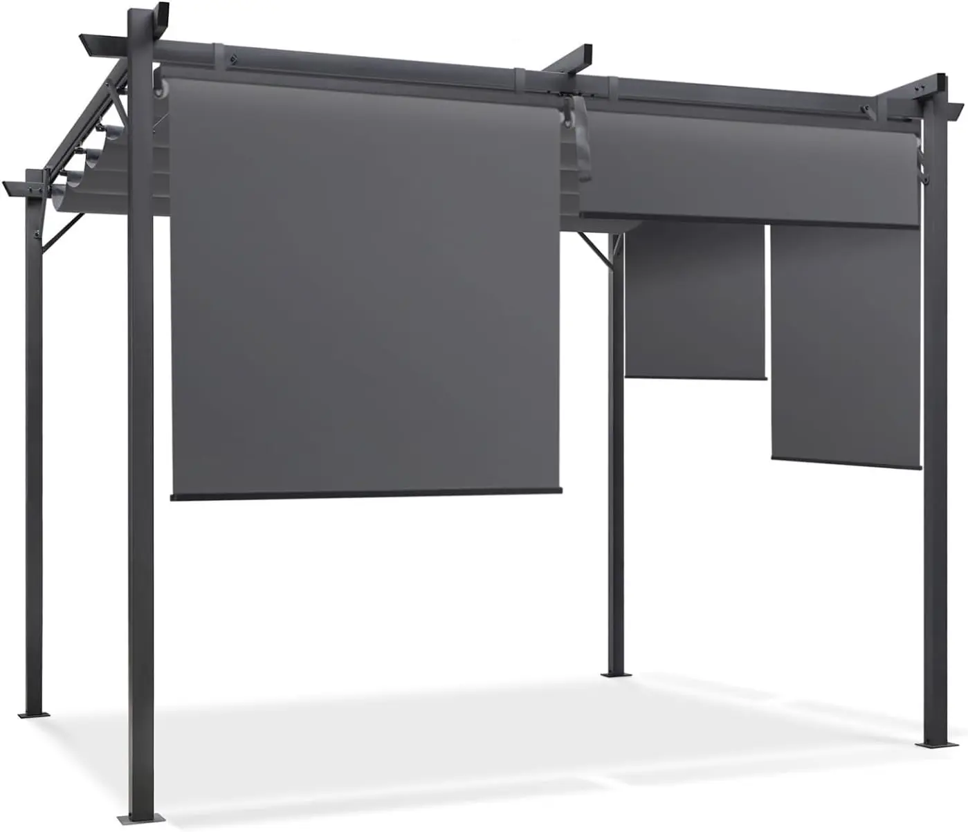Pergola en acier gris/anthracite 120 x 225 CM 4 stores rétract… vue 4