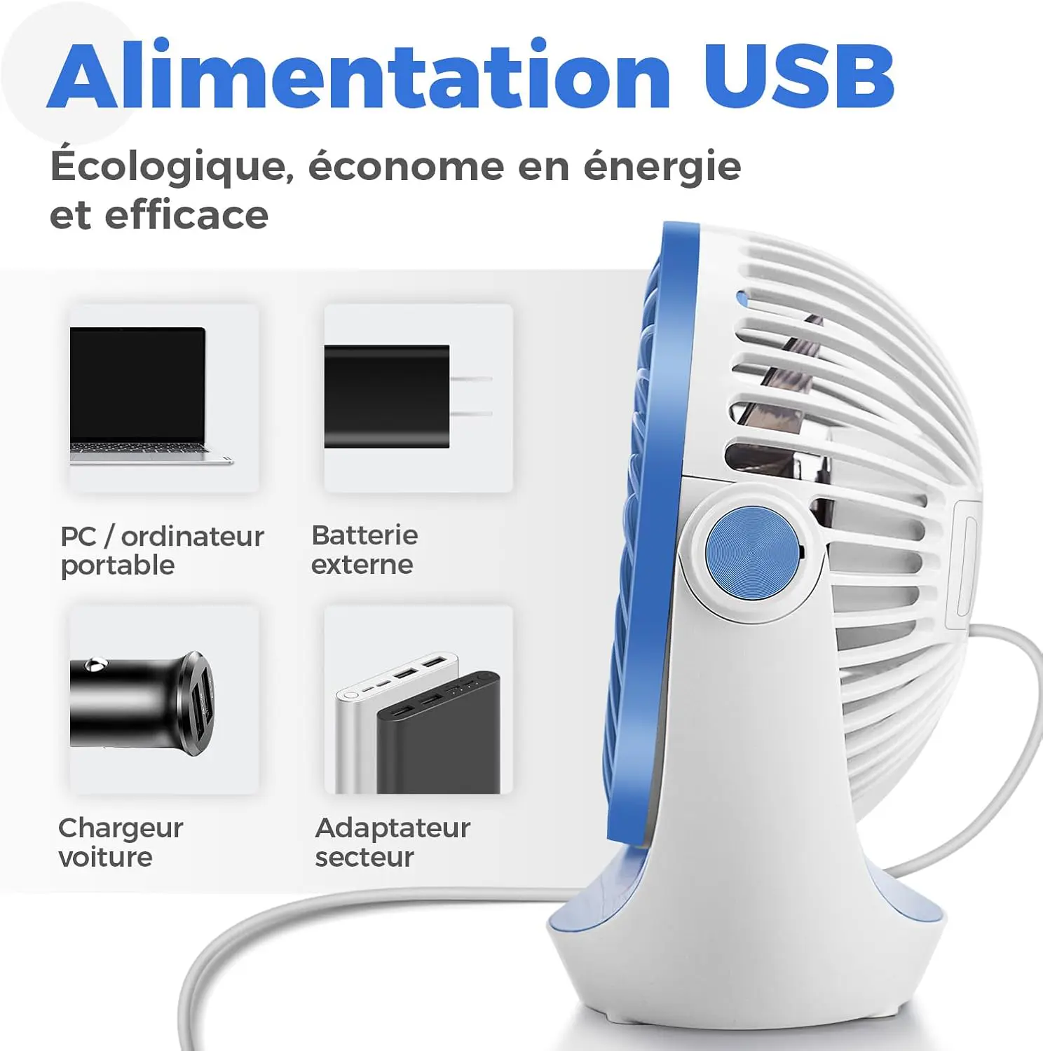 Ventilateur OCOOPA Ventilateur de bureau USB avec flux d'air p… vue 6