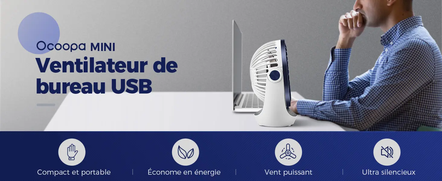 Ventilateur OCOOPA Ventilateur de bureau USB avec flux d'air p… — contenu détaillé 1