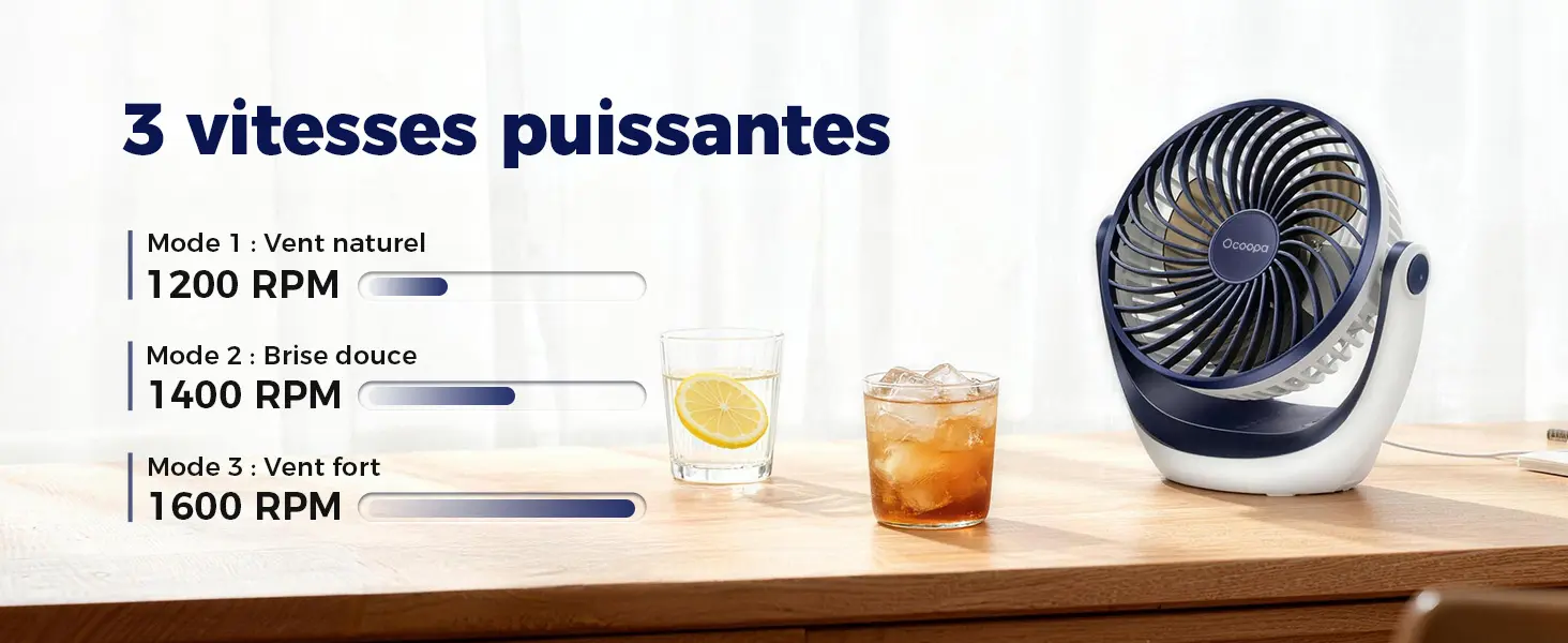 Ventilateur OCOOPA Ventilateur de bureau USB avec flux d'air p… — contenu détaillé 2