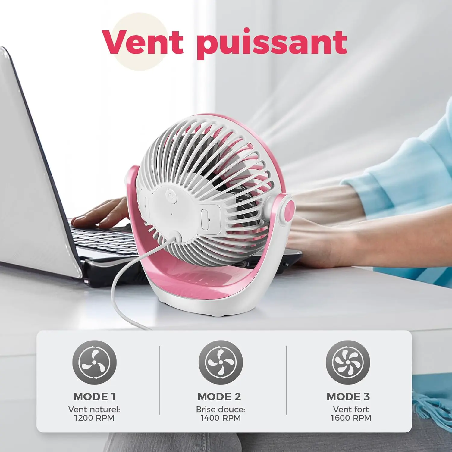 Ventilateur OCOOPA Ventilateur de Bureau USB Silencieux Portable vue 5