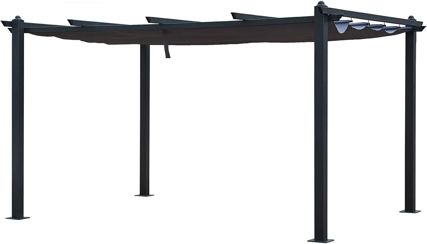Pergola en aluminium gris 12m² rétractable vue 8