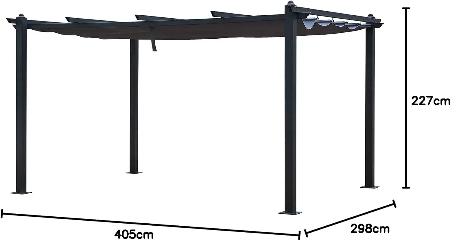 Pergola en aluminium gris 12m² rétractable vue 9