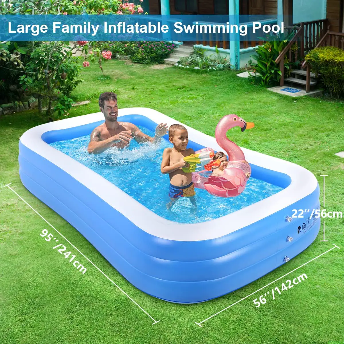 Piscine hors sol 5 places bleu 182 x 56cm vue 2