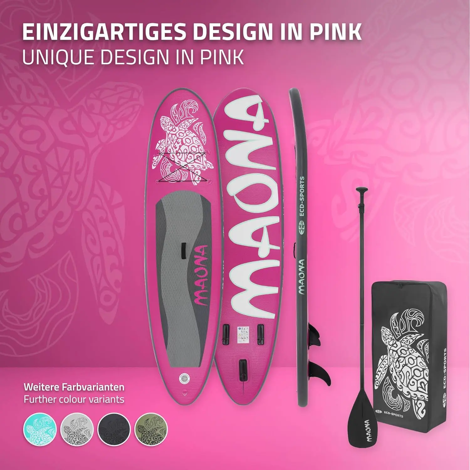 Paddle gonflable en aluminium rose vue 6