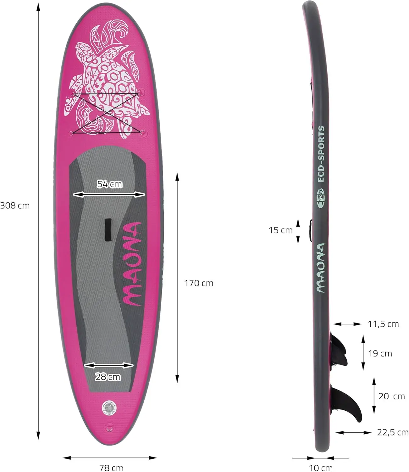 Paddle gonflable en aluminium rose vue 8
