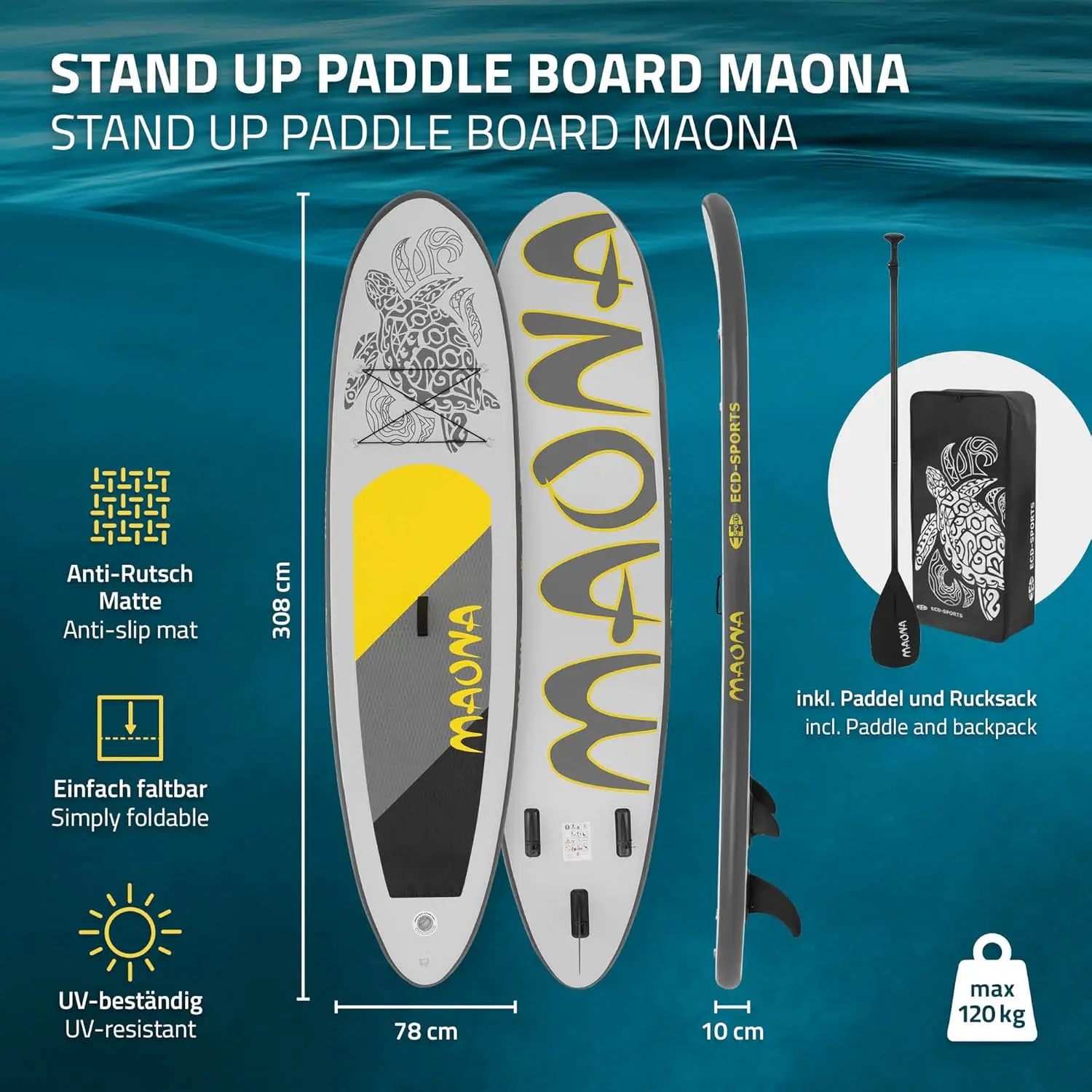 Paddle gonflable en aluminium gris vue 2