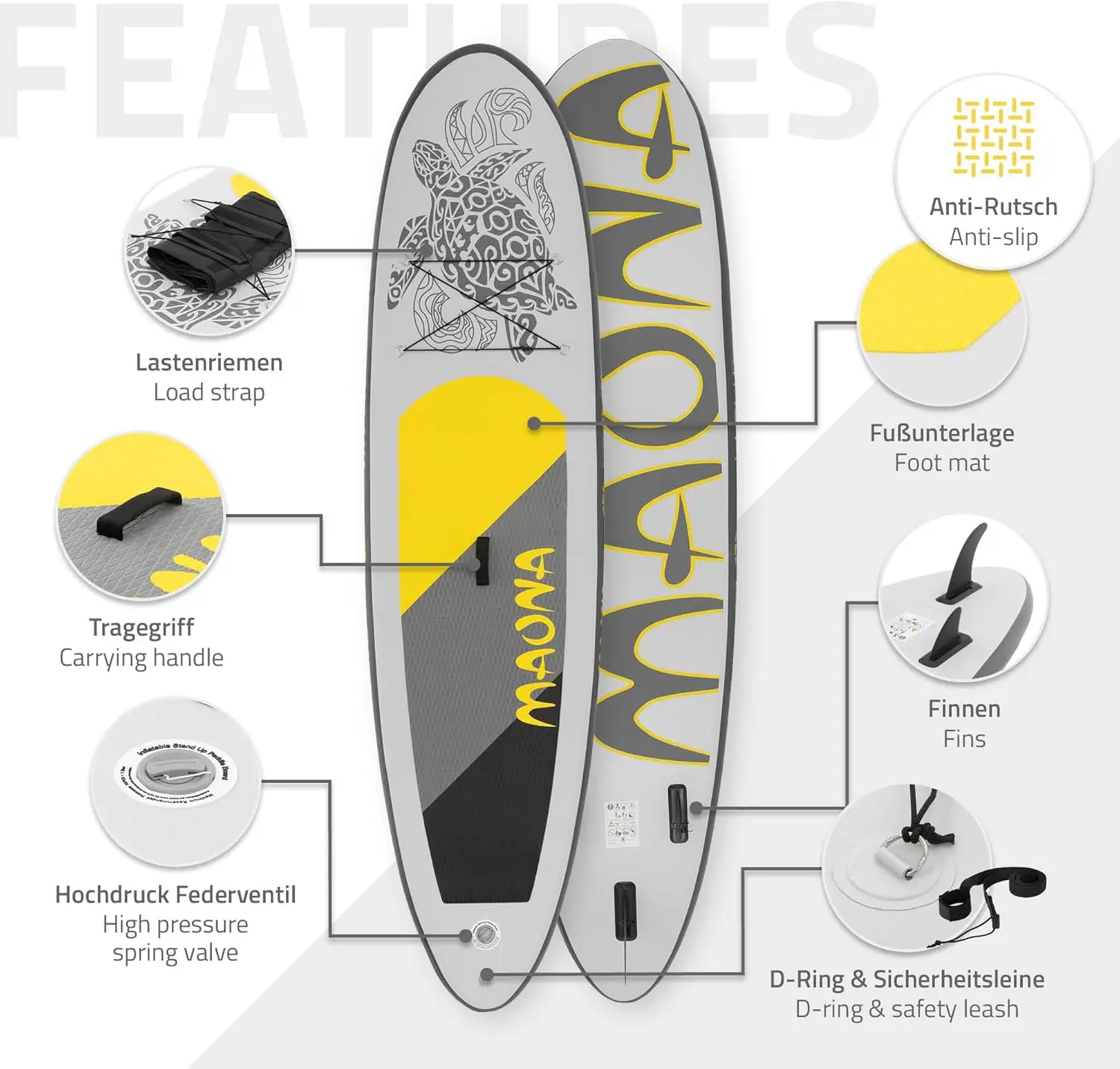 Paddle gonflable en aluminium gris vue 3
