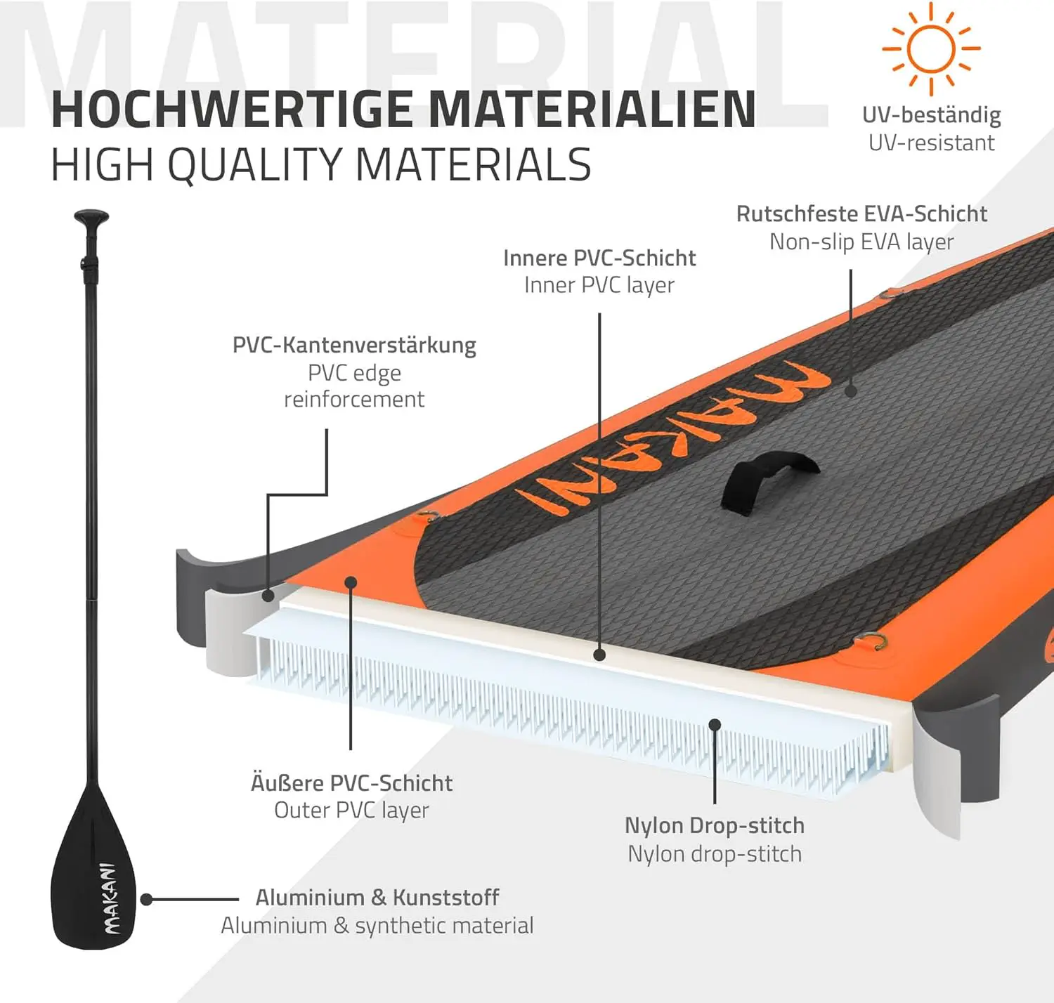 Paddle gonflable en aluminium orange vue 5