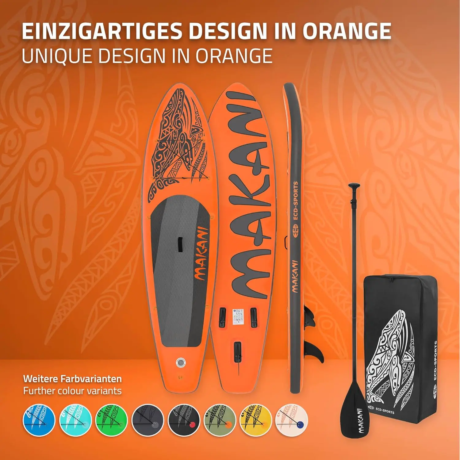 Paddle gonflable en aluminium orange vue 6
