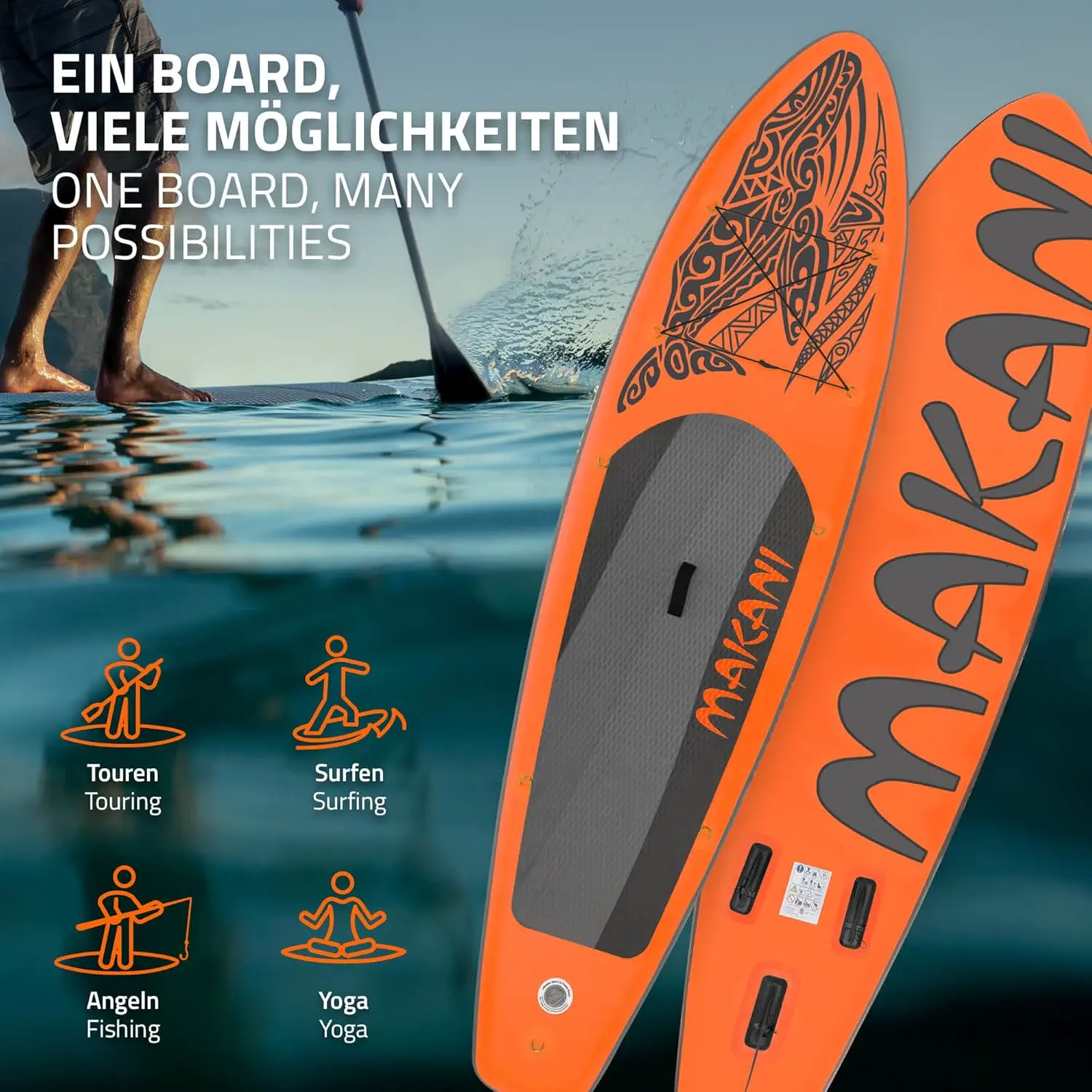 Paddle gonflable en aluminium orange vue 8