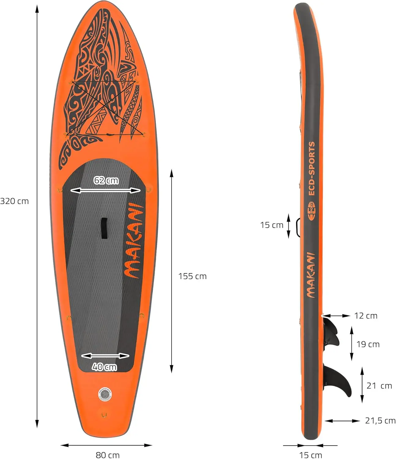 Paddle gonflable en aluminium orange vue 9