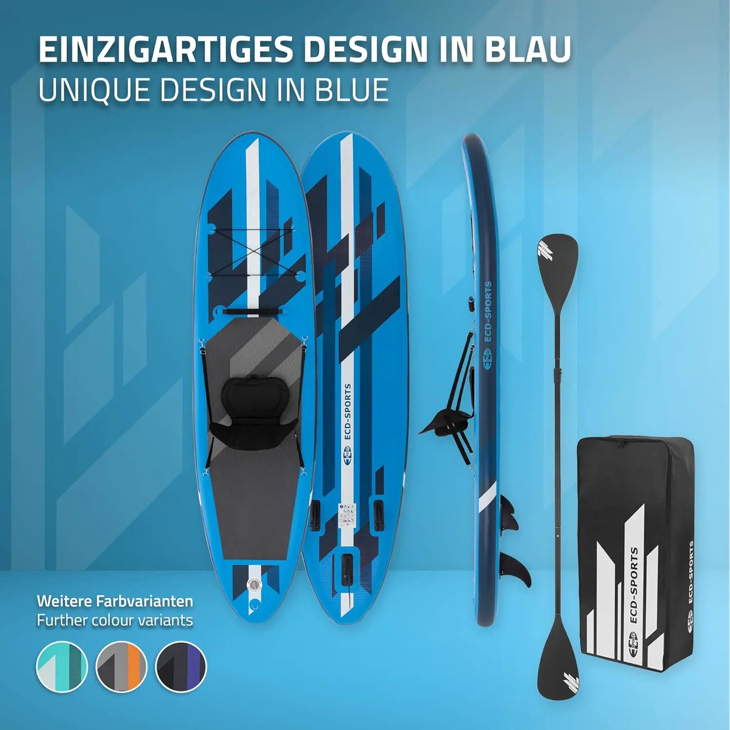 Paddle gonflable en aluminium bleu vue 6