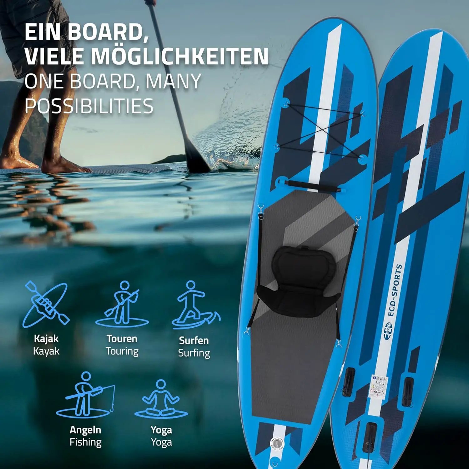 Paddle gonflable en aluminium bleu vue 8