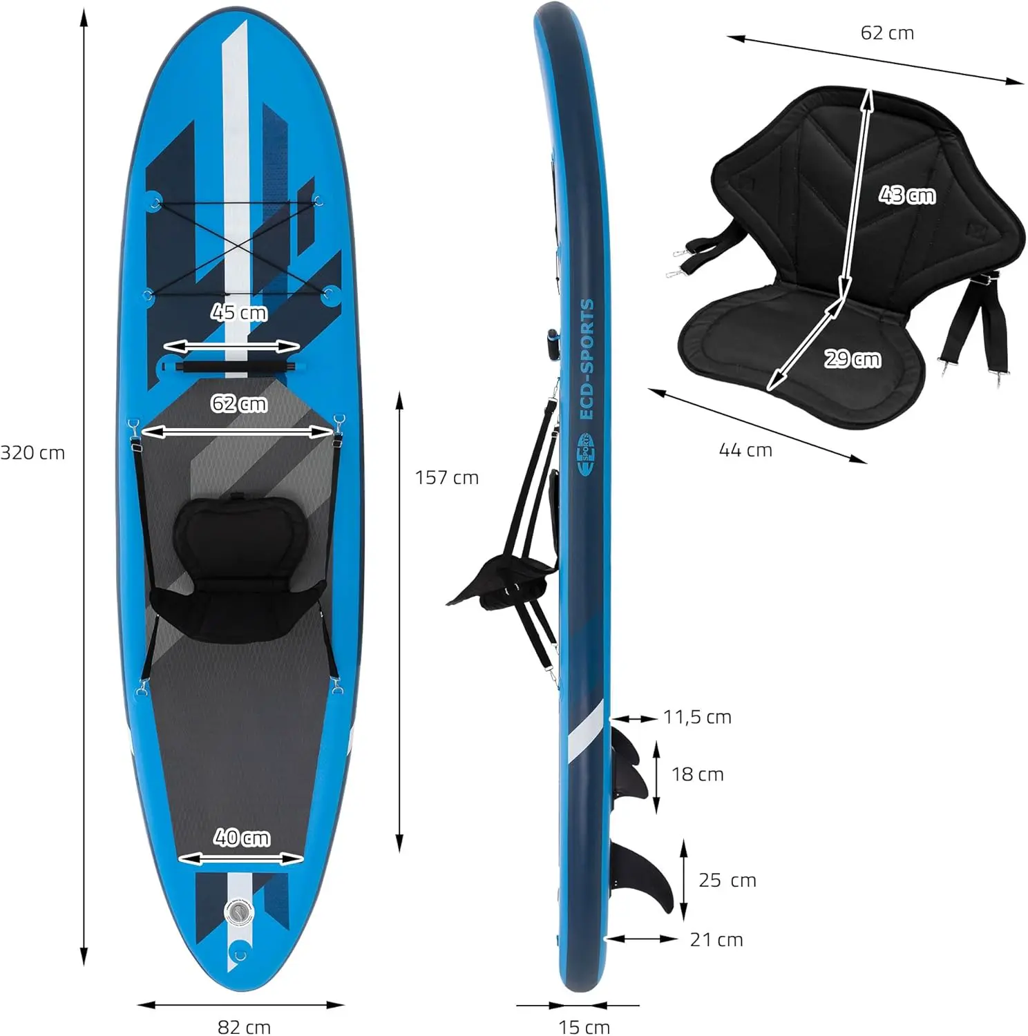Paddle gonflable en aluminium bleu vue 9