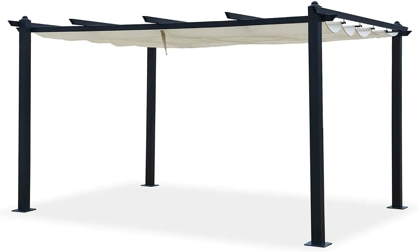 Pergola en aluminium beige 12m² rétractable vue 3