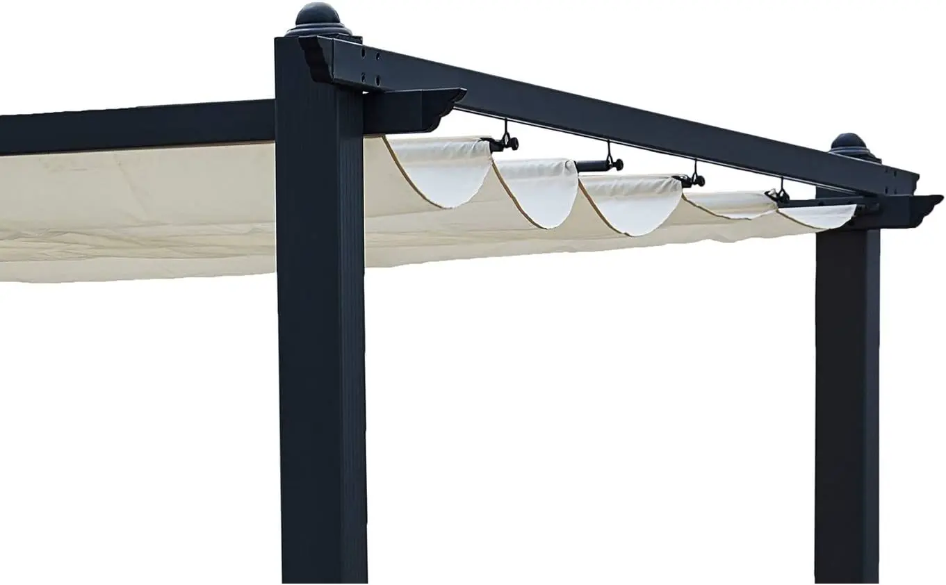 Pergola en aluminium beige 12m² rétractable vue 4