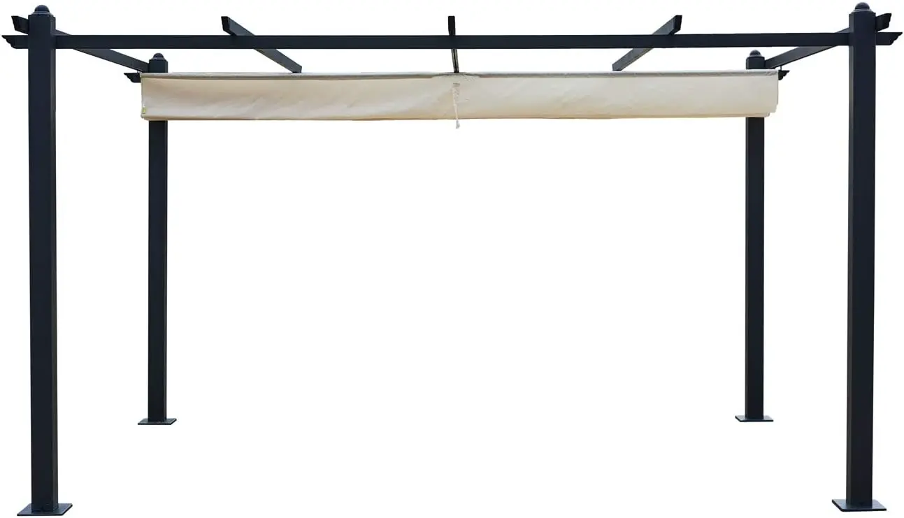 Pergola en aluminium beige 12m² rétractable vue 5