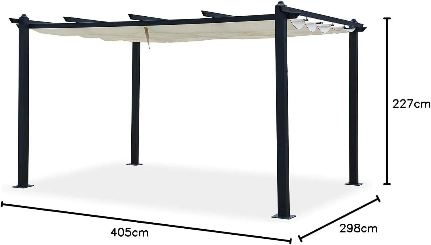 Pergola en aluminium beige 12m² rétractable vue 6