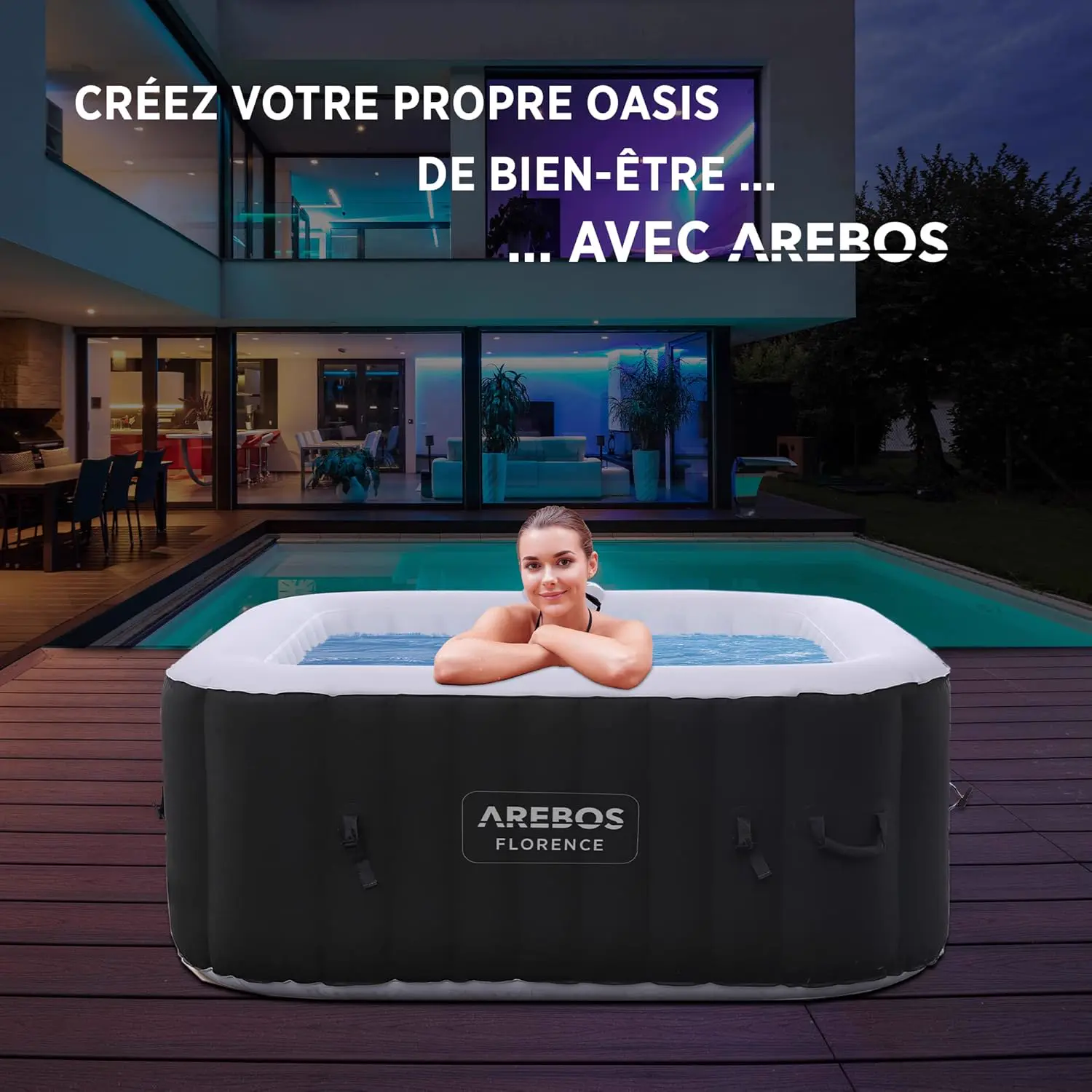 Spa gonflable 2 personnes 4 places 154 x 154 cm vue 4