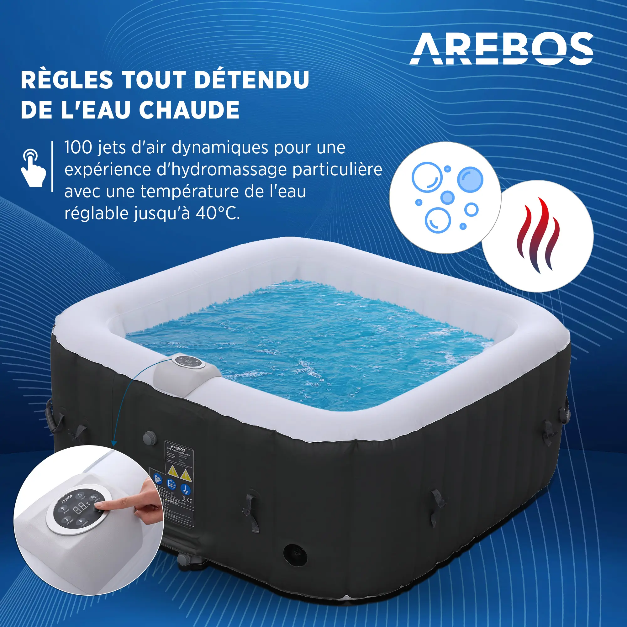 Spa gonflable 2 personnes 4 places 154 x 154 cm — contenu détaillé 5