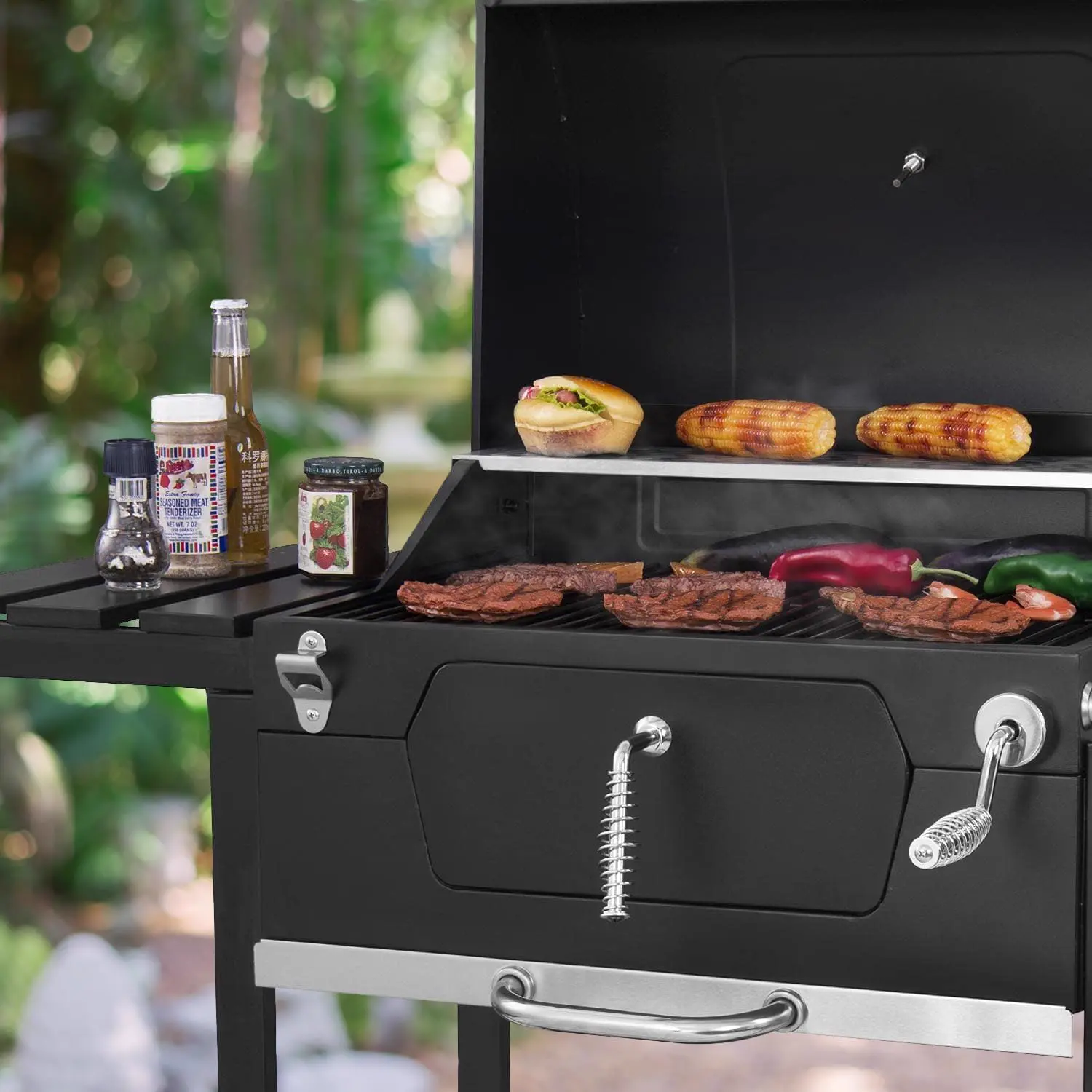 Barbecue à charbon en acier noir 107 x 66 cm vue 8
