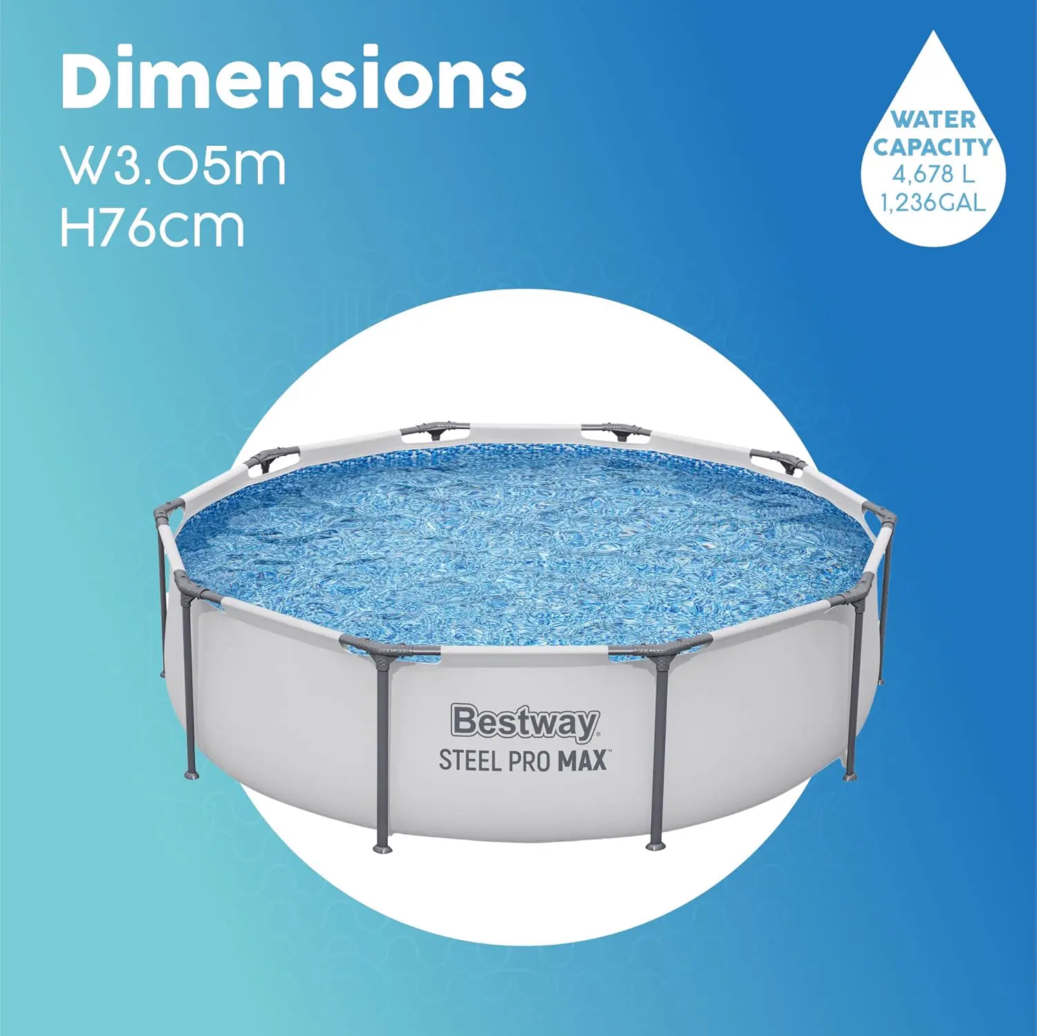Piscine hors sol en acier gris vue 8