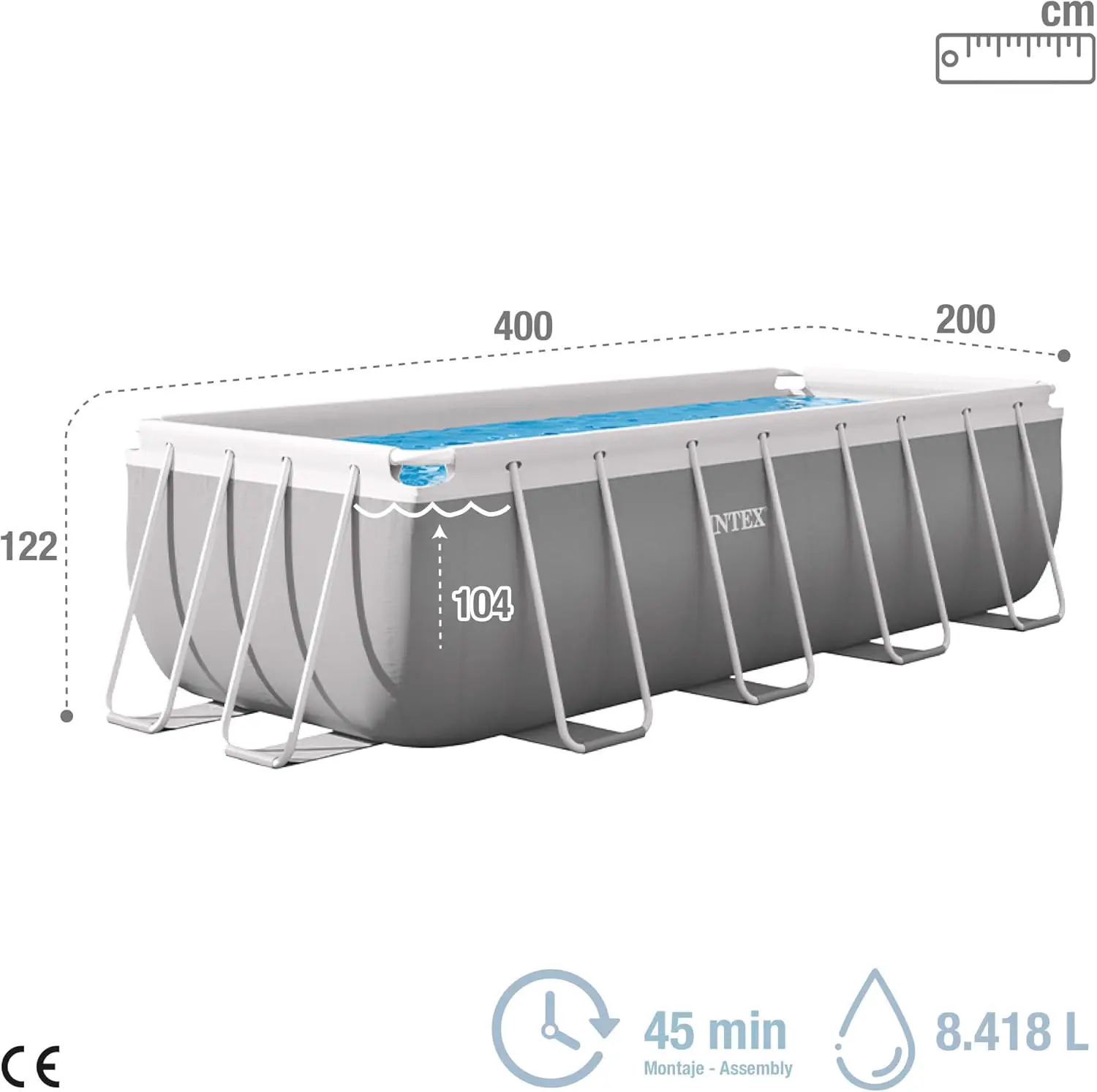 Piscine hors sol en acier gris vue 4