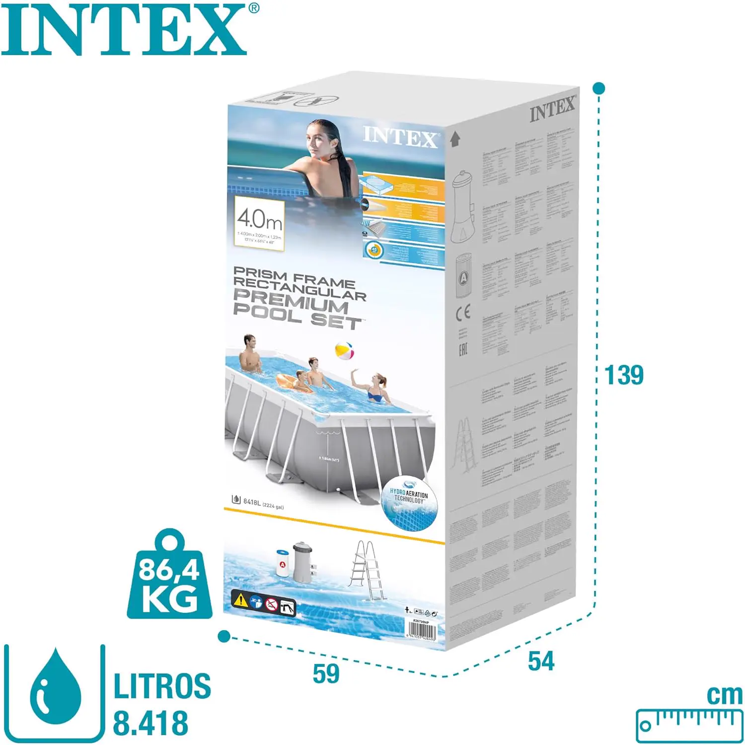 Piscine hors sol en acier gris vue 8