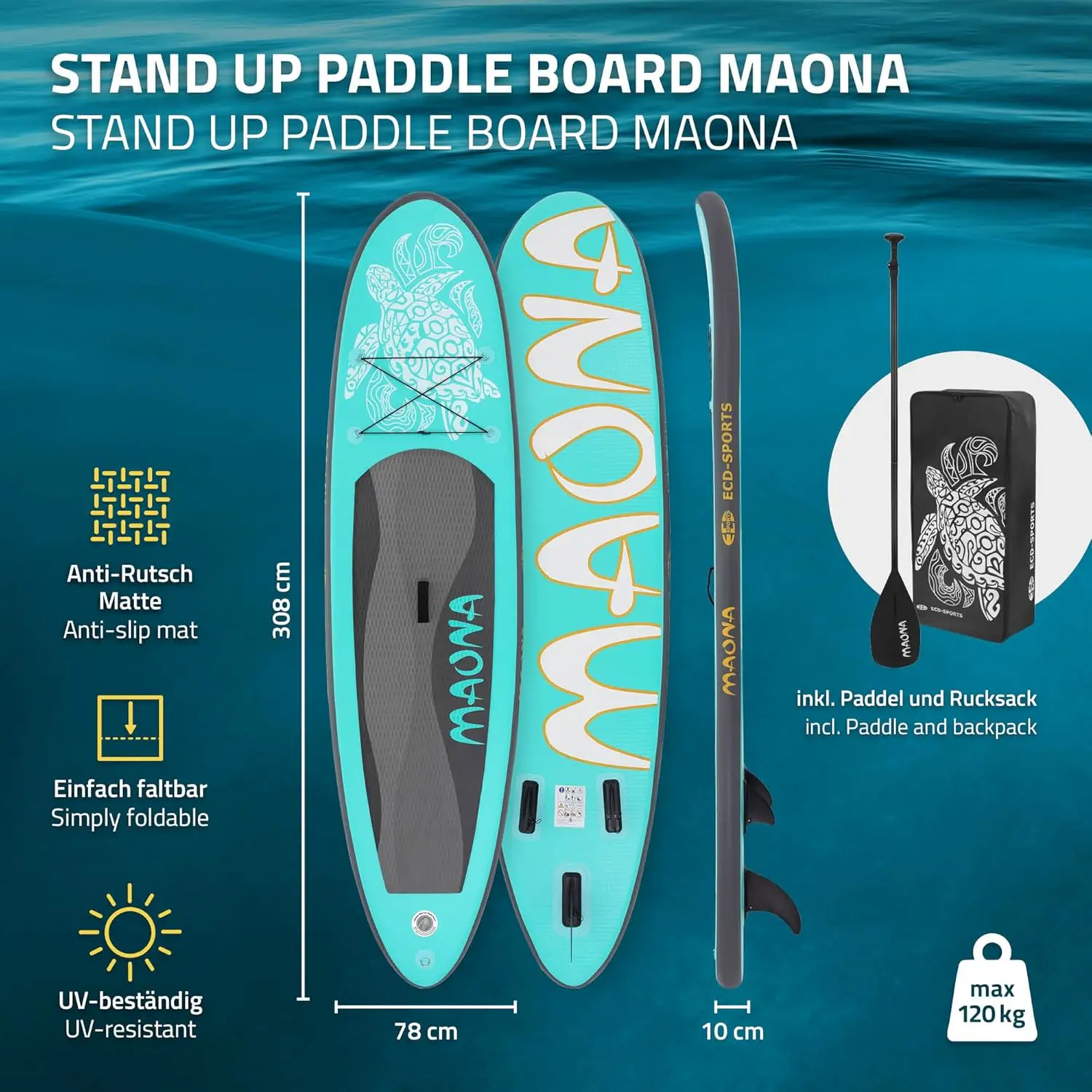 Paddle gonflable en aluminium sable vue 2