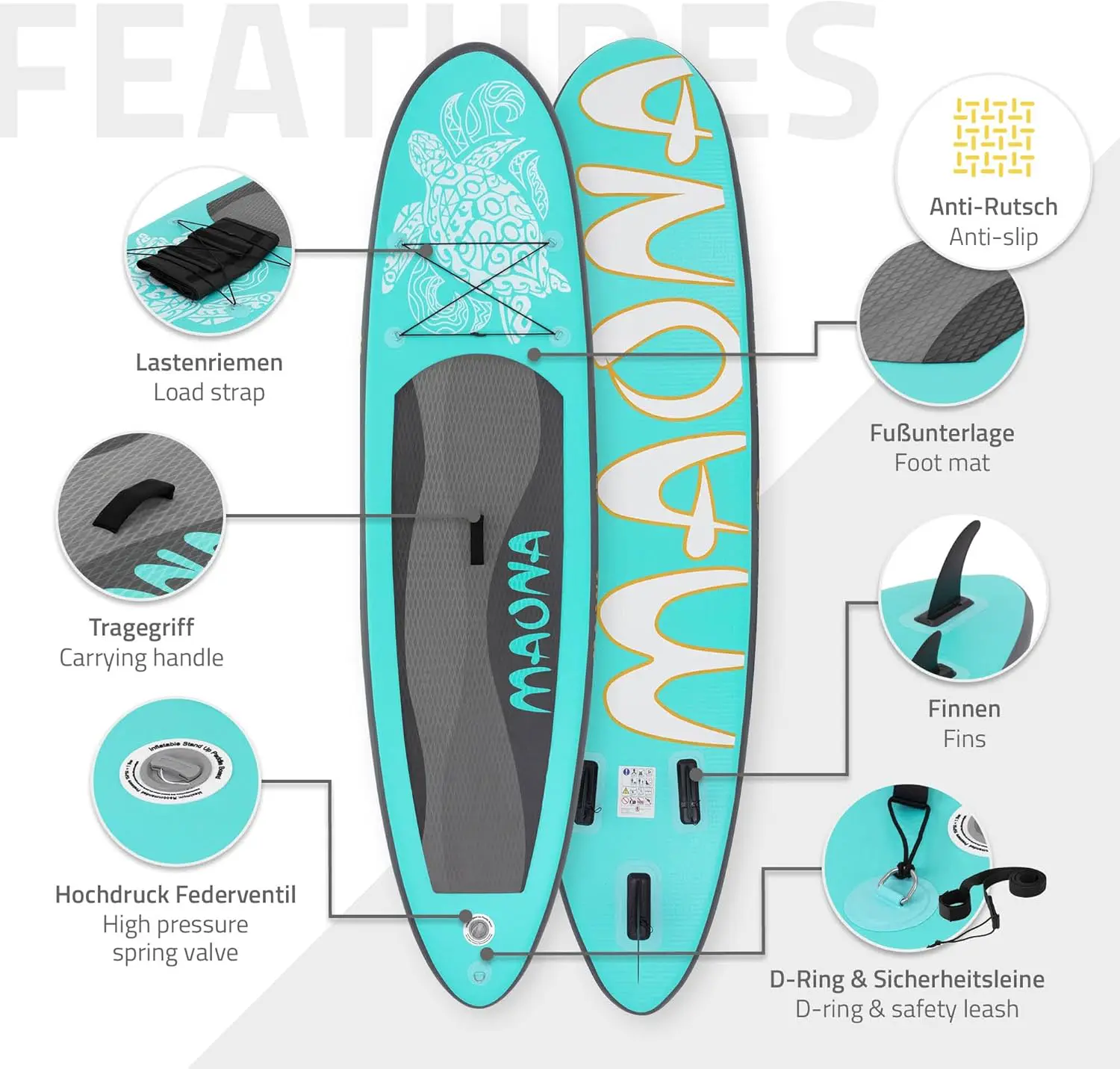 Paddle gonflable en aluminium sable vue 3