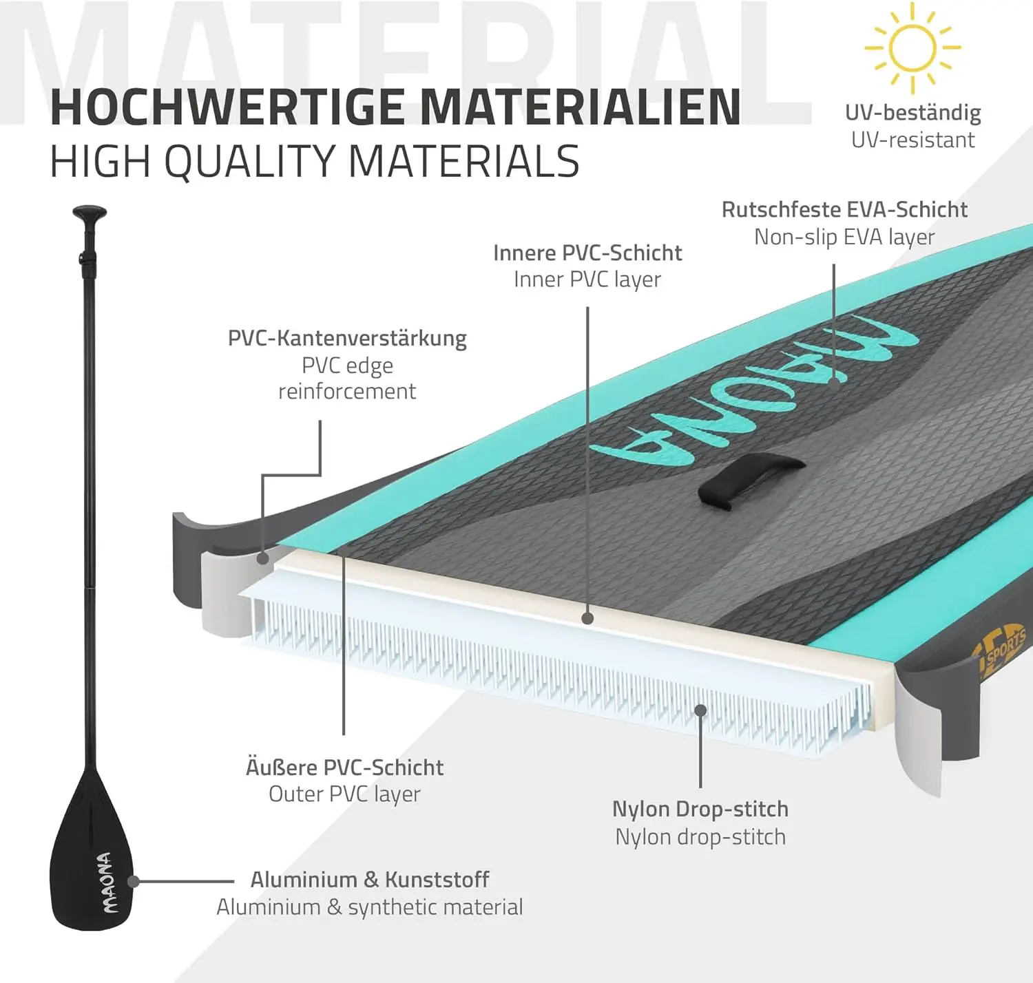 Paddle gonflable en aluminium sable vue 5