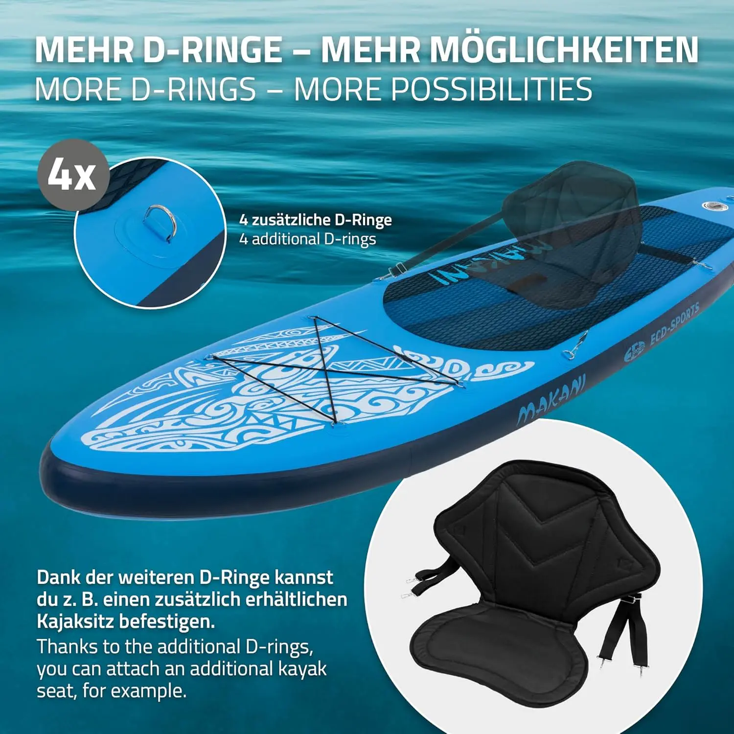 Paddle gonflable en aluminium bleu vue 7