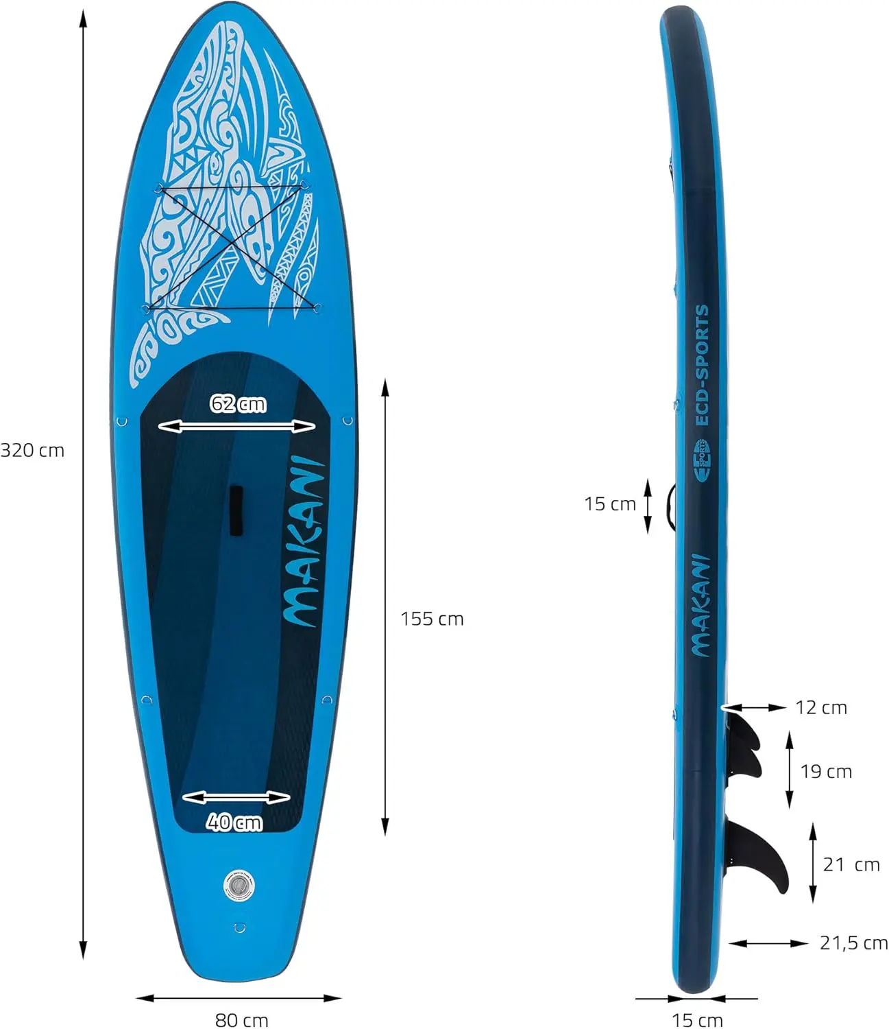 Paddle gonflable en aluminium bleu vue 9