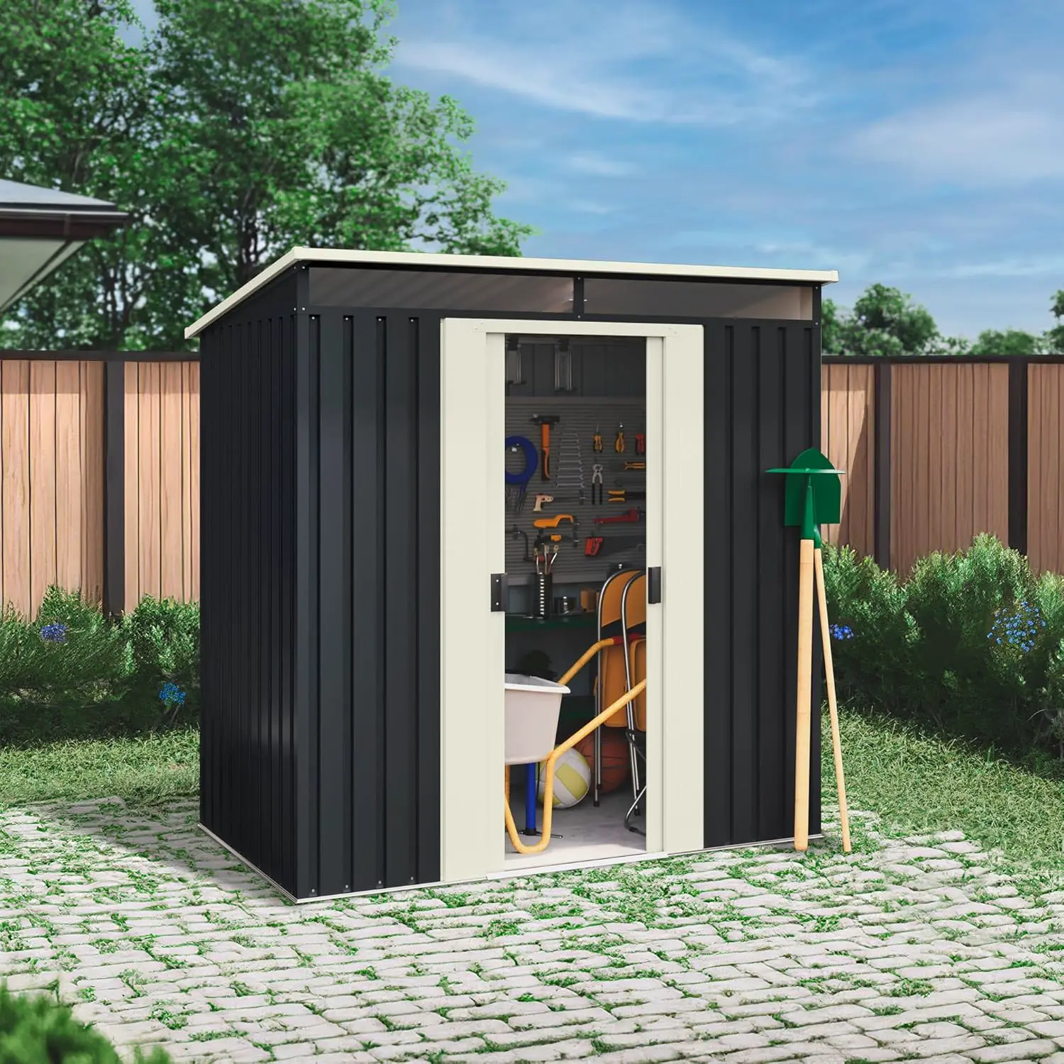 Abri de jardin en métal en acier gris 2,3 m² vue 3